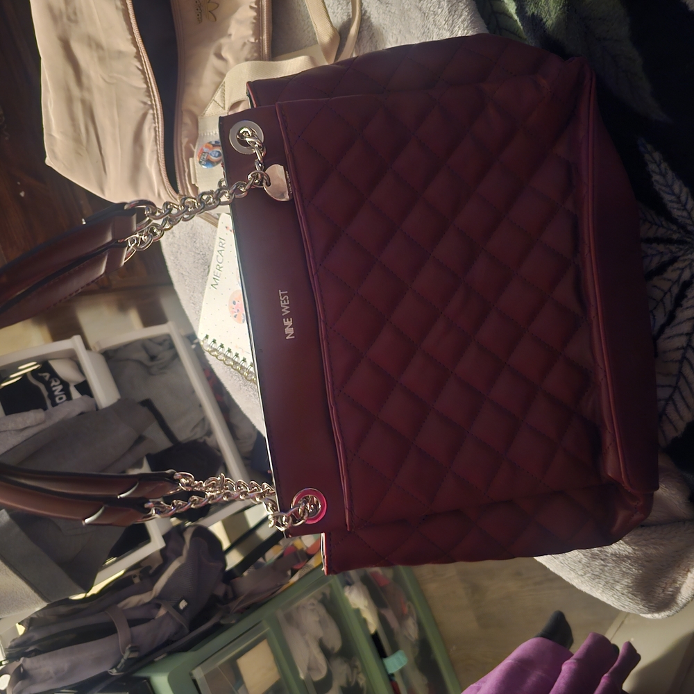 Nine West Burgundy Quilted Shoulder Bag